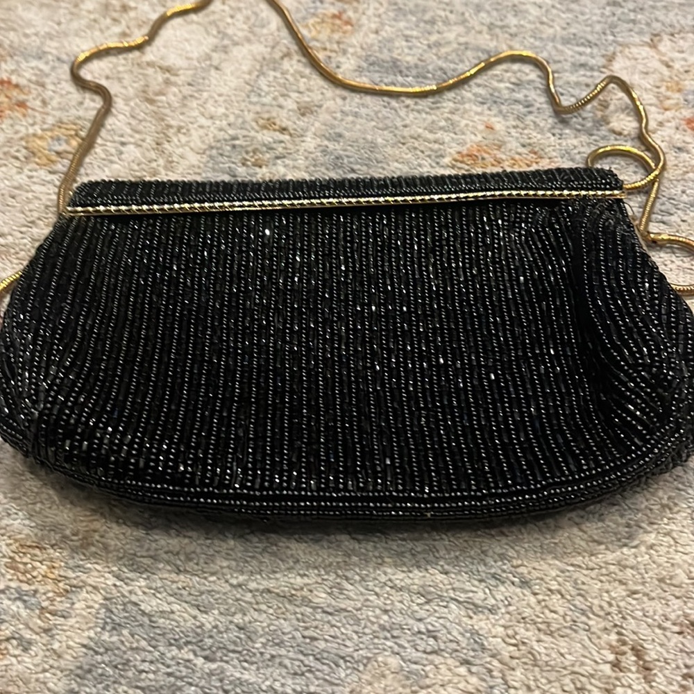 Vintage black beaded purse - Picture 2 of 4